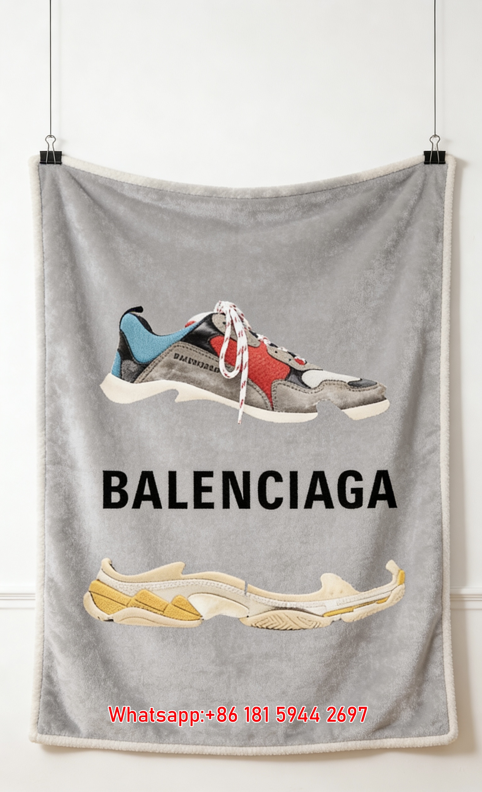 Balenciaga Sneaker Flannel Sofa Throw Blanket Luxury Brand Cover BA003